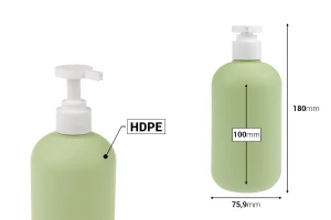 Πλαστικό μπουκάλι (HDPE) 500 ml με αντλία για σαμπουάν - αφρόλουτρο και λοσιόν-εικόνα_διαστάσεις