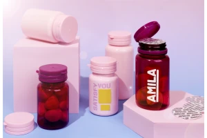 Kavanoz plastik PET rozë 150 ml me kapak që mbyllet dhe vuloset me presion për pilula dhe kapsula-imazh_grup