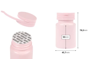 Πλαστικό PET ροζ βαζάκι 80 ml με κουμπωτό καπάκι ασφαλείας για χάπια και κάψουλες-2