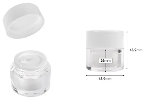 Ακρυλικό βάζο 15 ml με λευκό καπάκι, σπάτουλα και πλαστικό παρέμβυσμα-2