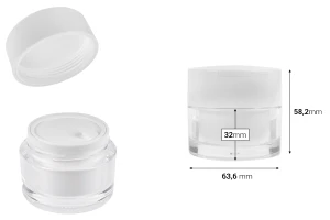 Ακρυλικό βάζο 50 ml με λευκό καπάκι, σπάτουλα και πλαστικό παρέμβυσμα-2