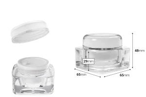 Luxus-Acrylglas 30 ml mit Deckel und Kunststoffdichtung-εικόνα_διαστάσεις