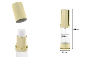 Airless σωληνάριο για κρέμα 5 ml χρυσό / ασημί-εικόνα_διαστάσεις