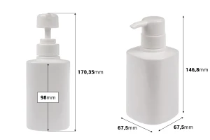 Flacone in PET da 300 ml di colore bianco con pompa (PP32)-2