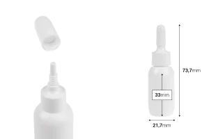 Weiße Plastikflasche 10 ml mit "Nase" und Schraubverschluss - 50 Stück-bildabmessungen