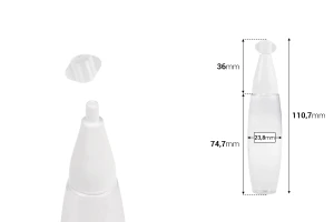 Plastic transparent bottle 20 ml with "nose" and screw cap - 50 pcs-image_dimensions