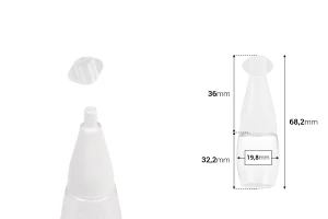 Plastic transparent bottle 5 ml with "nose" and screw cap - 50 pcs-image_dimensions