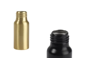 Μπουκάλι αλουμινίου 30 ml PP24 σε χρυσό και μαύρο χρώμα -1