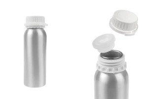 250 ml aluminum bottle for storing essence, perfumes and alcoholic solutions with stopper and plastic white safety cap-1