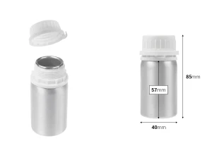 50 ml aluminum bottle for storing essence, perfumes and alcoholic solutions with stopper and plastic white safety cap-2