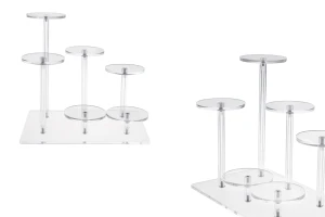 Présentoir transparent en acrylique 210 x 140 x 85 mm (diamètre de chaque base : 70 mm) - 6 positions-photo_produit