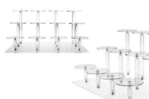 Ακρυλικό διάφανο σταντ προβολής προϊόντων 300x215x150mm (διάμετρος κάθε βάσης 65 mm) - 12 θέσεις-εικόνα_προϊοντική