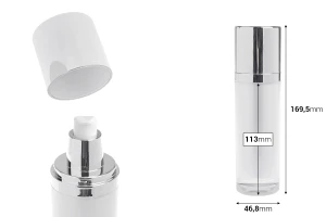 Επαναγεμιζόμενο ακρυλικό μπουκαλάκι πολυτελείας 100 ml με αντλία κρέμας και καπάκι-εικόνα_διαστάσεις