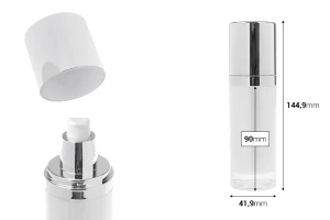 Bouteille de luxe rechargeable en acrylique de 50 ml avec pompe à crème et bouchon-photo_dimensions