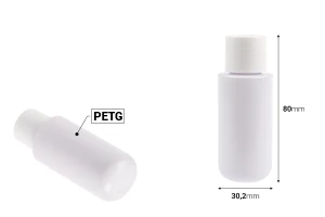 Ανταλλακτικό εσωτερικό λευκό μπουκαλάκι 30 ml με λευκό καπάκι για τον κωδικό 1289-1-30-0-εικόνα_διαστάσεις