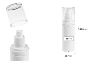 Flacon blanc en plastique (PET) de 100 ml avec vaporisateur et bouchon transparent-photo_dimensions