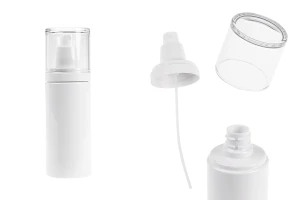 Flacon blanc en plastique (PET) de 150 ml avec vaporisateur et bouchon transparent-photo_produit