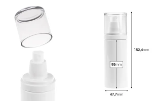 Flacon blanc en plastique (PET) de 150 ml avec vaporisateur et bouchon transparent-photo_dimensions