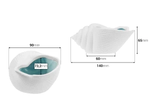 Dekorativer Keramikbehälter in Muschelform, 140 x 90 x 65 mm, für Kerzen-bildabmessungen