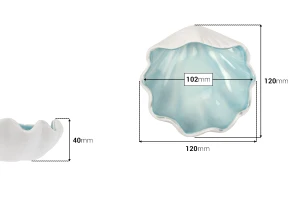 Dekorativer Keramikbehälter in Muschelform, 120 x 120 x 40 mm, für Kerzen-bildabmessungen
