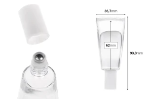Flacon roll-on en verre de 10 ml, de forme tubulaire, avec bille métallique-photo_dimensions
