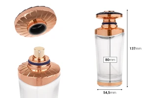 Flacone di profumo in stile arabo da 100 ml con erogatore spray a crimpare color oro-dimensioni_immagine