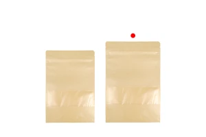 Sachets kraft de type Doypack  180 x 50 x 260 mm, avec zip et fenêtre, revêtement transparent interne et externe et possibilité de scellage par thermoscellage – paquet de 100 pcs-εικόνα_σύνθεση