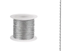 Cordino decorativo con filo metallico, larghezza 1 mm, disponibile nei colori oro/argento (una bobina da 100 metri).-immagine_prodotto