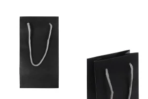 Gift bag 110x60x200 mm in black MAT with gray cotton cord - 10 pcs-image_product