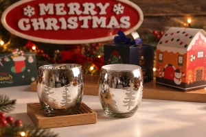 Christmas decorative glass jar 300 ml suitable for tea lights and candles-photo_groupe