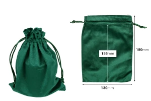 Pochette en velours vert de dimensions 130 x 180 mm - 50 pièces-photo_dimensions