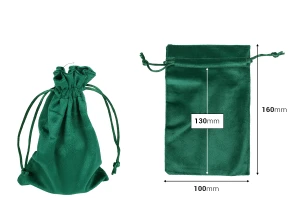 Pochette en velours vert de 100 x 160 mm - Lot de 50 pièces-photo_dimensions