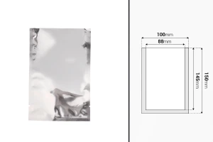 Qese alumini 100x150 mm me mbyllje me nxehtësi dhe hapje të lehtë - 100 copë                -imazh_dimensione