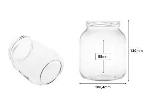 Βάζο 720 ml γυάλινο οβάλ - 12 τμχ-εικόνα_διαστάσεις