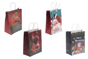 Christmas paper gift bag 255x125x330 mm with handle - 12 pcs-1