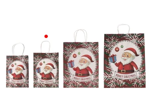 Sac cadeau de Noël 185x95x255 mm avec poignée - 12 pièces-6