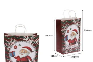 Sac cadeau de Noël 315x115x420 mm avec poignée - 12 pièces-2