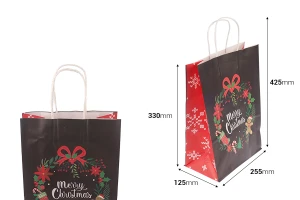 Sac cadeau en papier 255x125x330 mm avec différents motifs de Noël et anse - 12 pièces-2