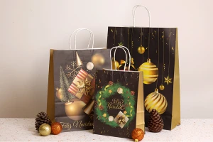 Sacchetto regalo natalizio in carta 315x115x420 mm con manico - 12 pezzi-3