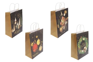 Sac cadeau de Noël en papier 255x125x330 mm avec poignée - 12 pièces-1