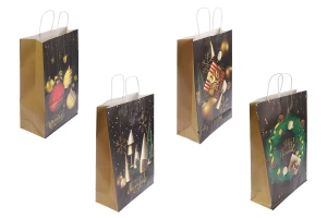 Sac cadeau de Noël en papier 315x115x420 mm avec poignée - 12 pièces-1