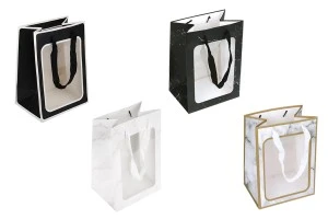 Χάρτινη τσάντα δώρου 180x130x250 mm με παράθυρο και κορδέλα για χερούλι - 12 τμχ-εικόνα_προϊοντική