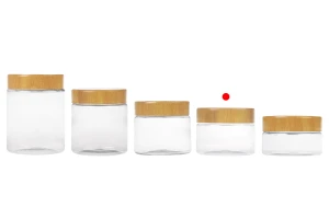 Βάζο PET 100 ml διάφανο με καπάκι σε σχέδιο ξύλου και πλαστικό παρέμβυσμα - 12 τμχ-5