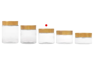 Βάζο PET 150 ml διάφανο με καπάκι σε σχέδιο ξύλου και πλαστικό παρέμβυσμα - 12 τμχ-5