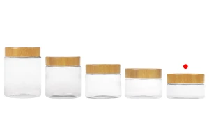 Βάζο PET 50 ml διάφανο με καπάκι σε σχέδιο ξύλου και πλαστικό παρέμβυσμα - 12 τμχ-5