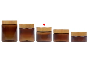 Barattolo in PET ambrato da 150 ml con tappo effetto legno e guarnizione in plastica - 12 pezzi-5