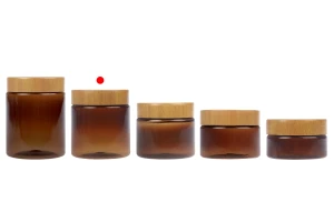 Barattolo in PET 200 ml ambrato con tappo a motivo legno e guarnizione in plastica - 12 pezzi-5