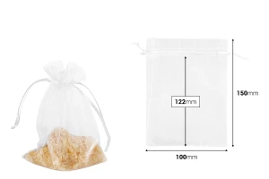 Qese organze 100x150 mm në ngjyra të ndryshme - 100 copë      -εικόνα_διαστάσεις