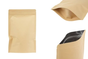 Σακουλάκια κραφτ τύπου Doy Pack 150x40x240 mm, με εσωτερική επένδυση αλουμινίου, κλείσιμο "zip" και δυνατότητα σφράγισης με θερμοκόλληση - 50 τμχ-εικόνα_προϊοντική
