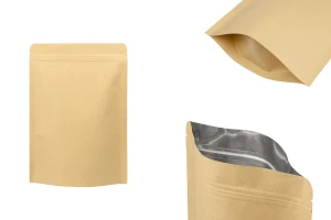 Standbodenbeutel aus Kraftpapier mit Druckverschluss, Alu- Beschichtung,verschließbar durch Schweißgerät 180x40x260mm - 50 Stücke-εικόνα_προϊοντική